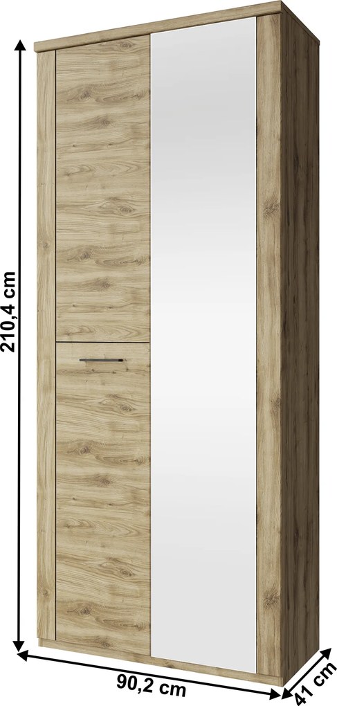 Szekrény 2D tükörrel, navarra tölgy, DORSI