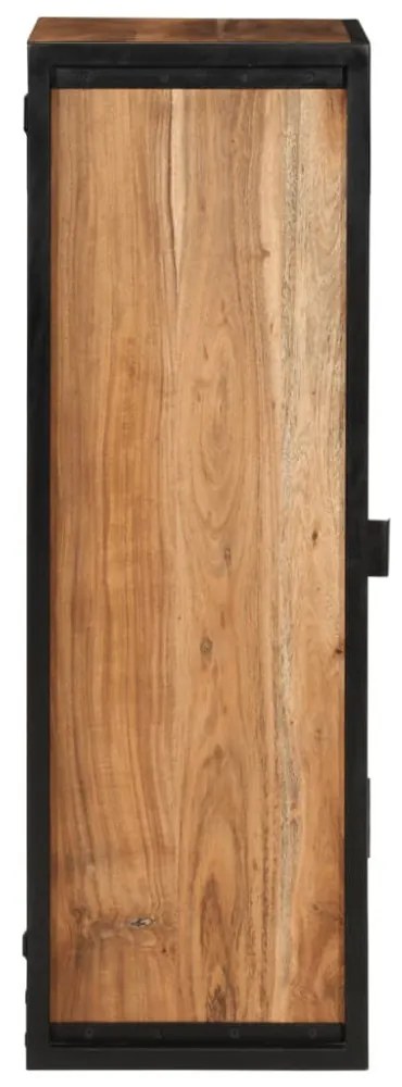 tömör akácfa és vas fürdőszobai fali szekrény 40 x 30 x 90 cm