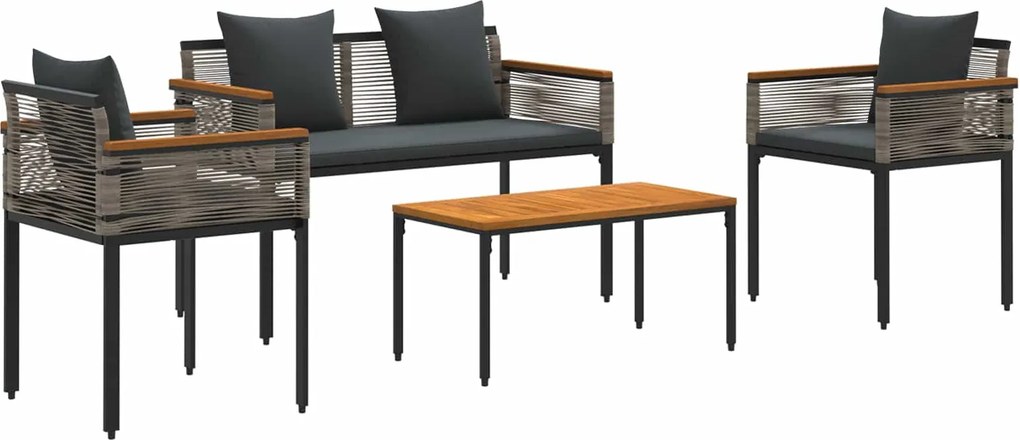 vidaXL Kültéri Bútor Szett 4 pcs Szürke és sötétszürke PE Rattan