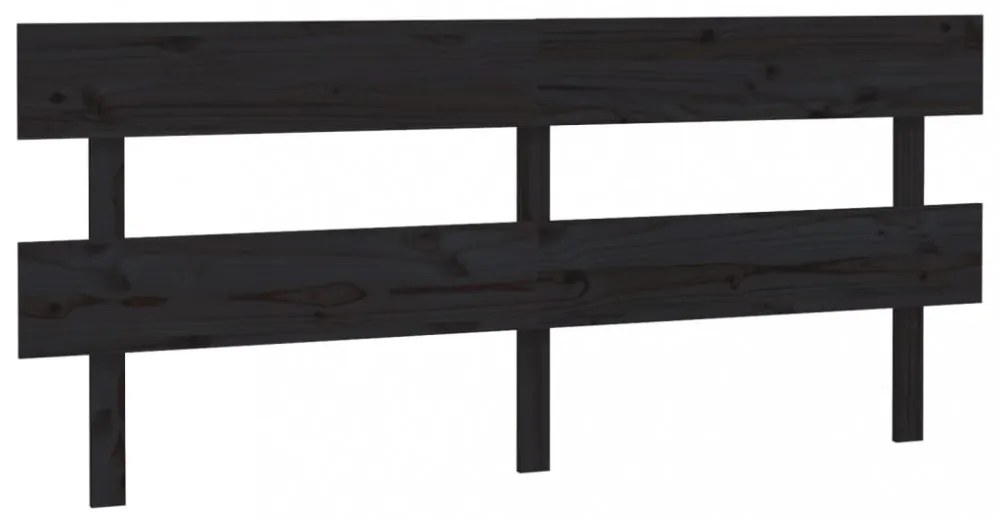 fekete tömör fenyőfa ágy fejtámla184x3x81 cm