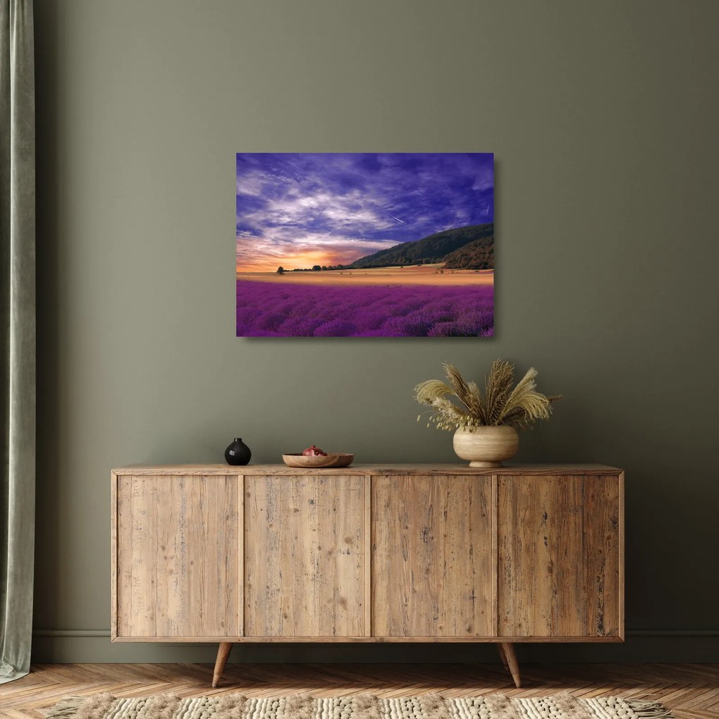 A levendula rét képe (üvegen) (70x50 cm)
