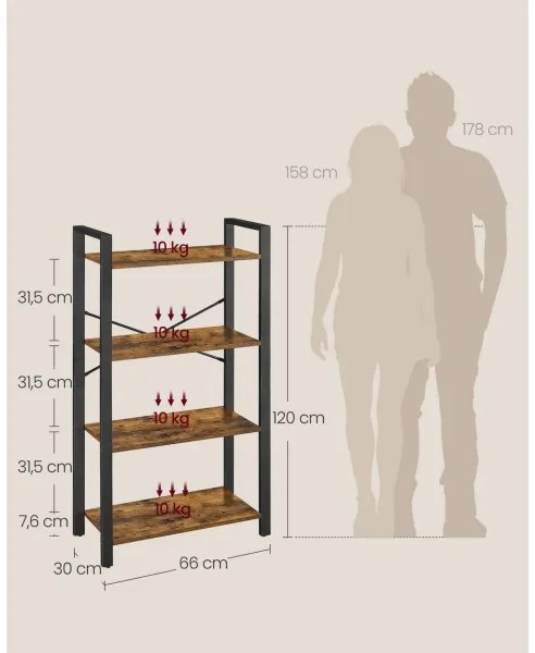 NAVARO könyvespolc barna/fekete