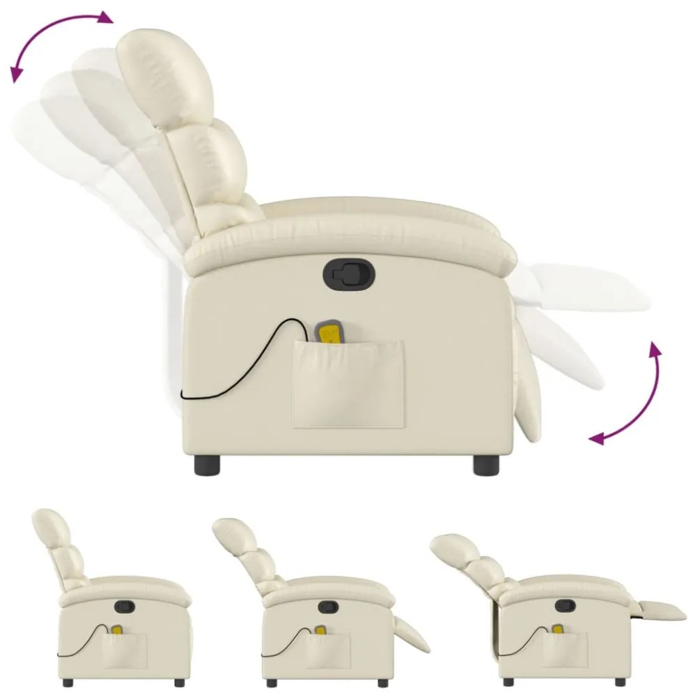 krémszínű műbőr dönthető masszázsfotel