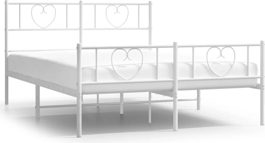 vidaXL fehér fém ágykeret fej- és lábtámlával 140x200 cm
