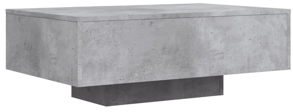 Betonszürke dohányzóasztal LED-lámpákkal 85 x 55 x 31 cm