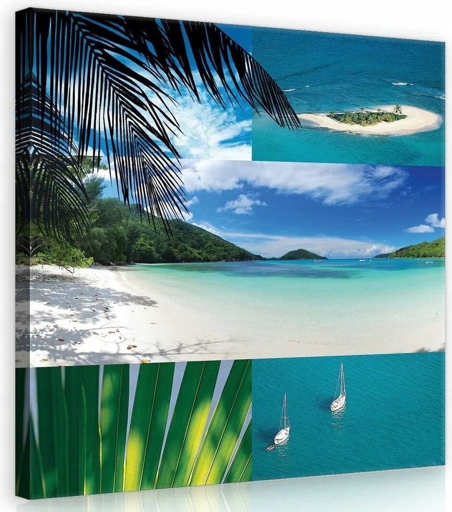 Vászonkép 80x80 Trópusok tengerpart óceán sziget pálmafák nyár nap pihenés