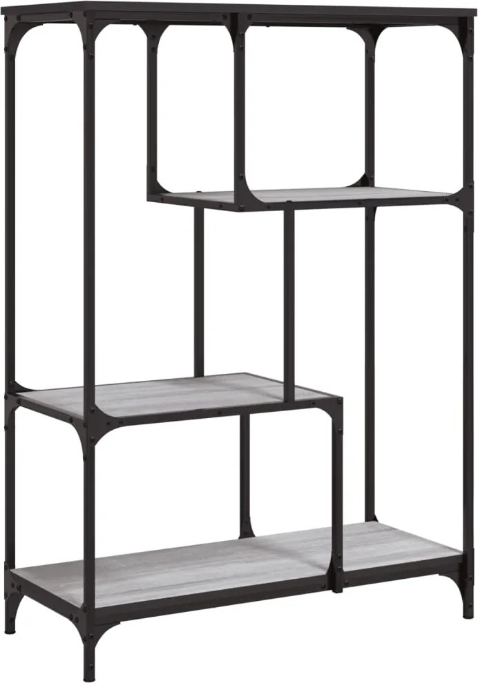 vidaXL szürke sonoma szerelt fa és acél könyvespolc 81x36x115 cm