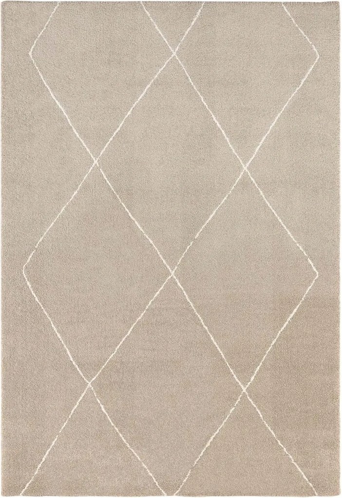 Nappali szőnyeg 160x230cm, bézs boho mintás plüss, puha szőrrel