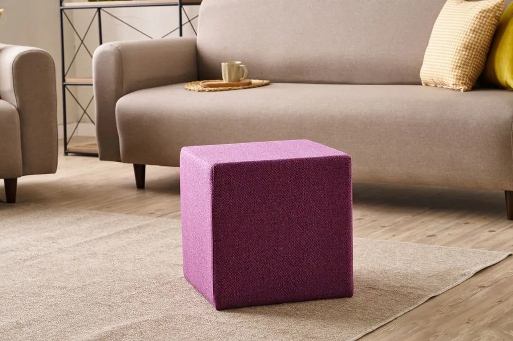 Puff, szögletes, szövet, lila