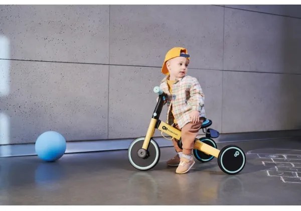 KINDERKRAFT - Gyermek tolós bicikli 3in1 4TRIKE sárga/menta