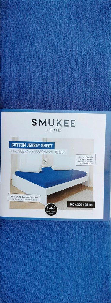 Pamut jersey lepedő gumis Smukee 160x200x25 sötétkék 202