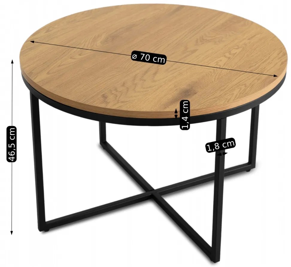 Dohányzóasztal Tölgy/Fekete Színben. HANTEL