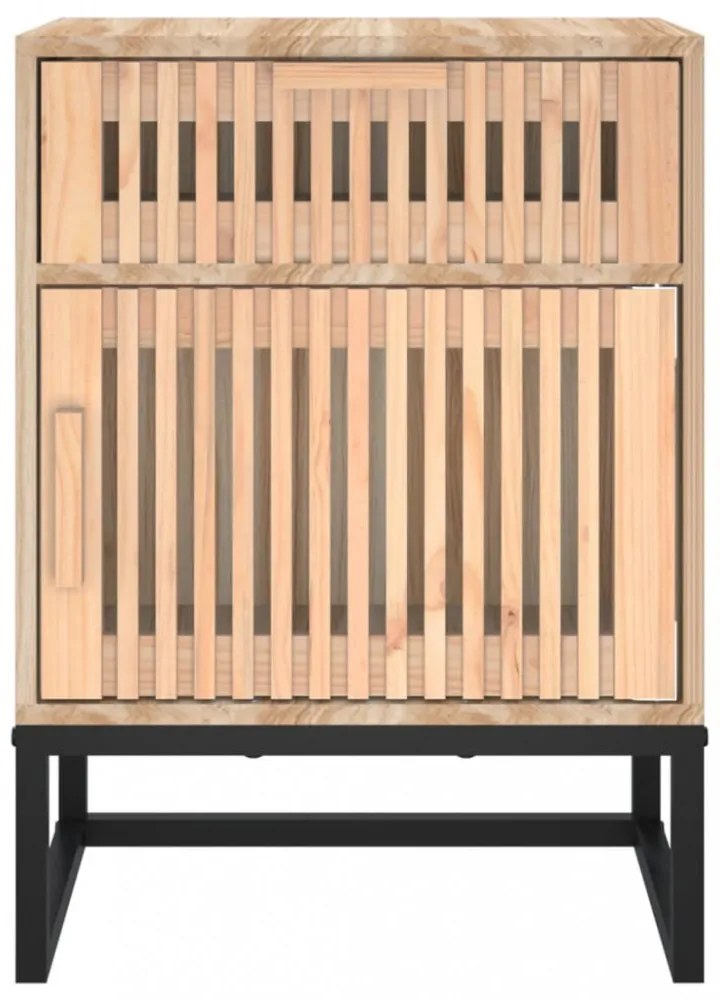 2 db szerelt fa és vas éjjeliszekrény 40x30x55,5 cm