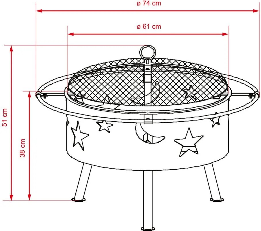 Avenberg WILDFIRE Kerti tűzrakóhely grillel
