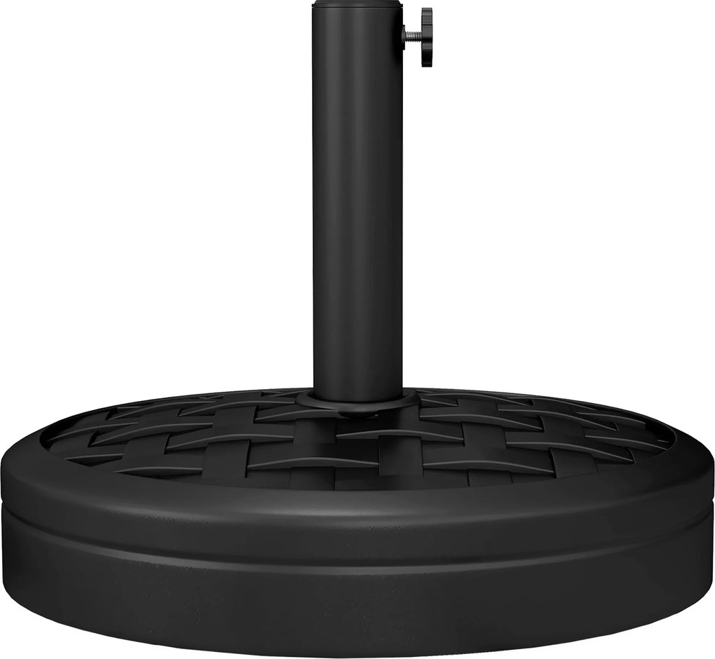 Outsunny 40 lbs napernyő alap forgó hajtókarral és szőtt dizájnnal, Fém, HDPE és Cement állvány, Ø38/48 mm-es napernyő oszlopokhoz, Ø45x36 cm, Fekete