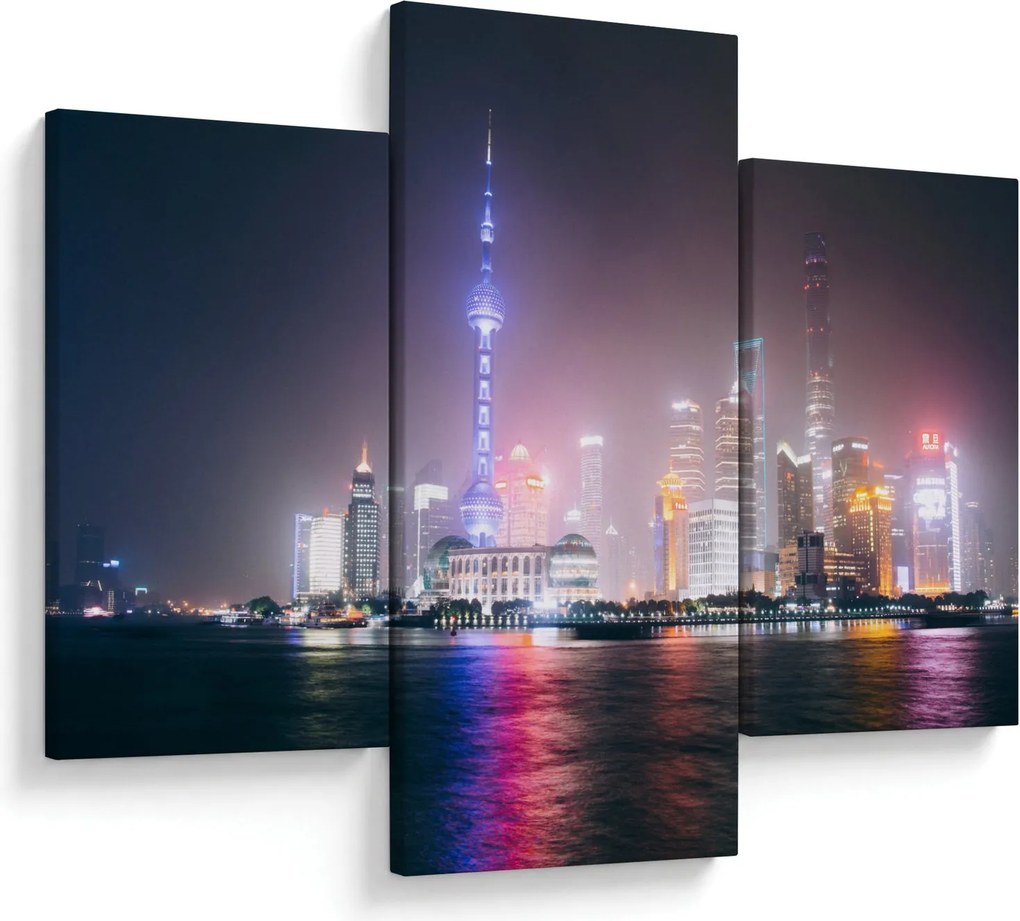 Éjszakai Shanghai képe (90x60 cm)