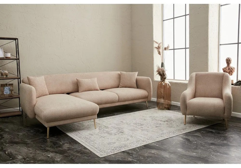 Bézs sarokkanapé (bal oldali-heverő résszel) Simena – Balcab Home