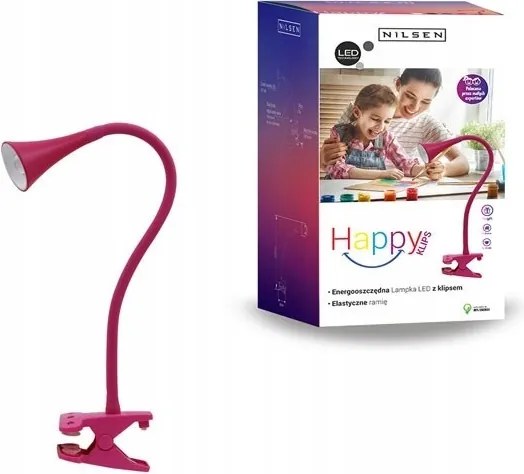 Nilsen Asztali Lámpa Led Klipsszel 2,5W Rózsaszín