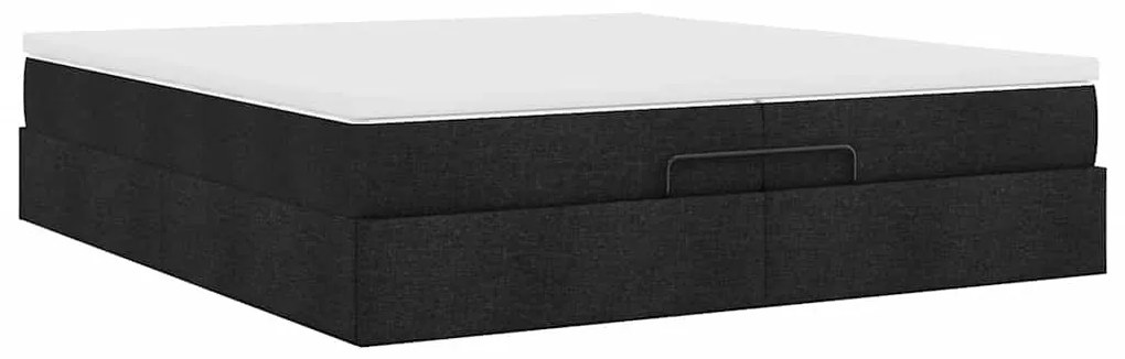 oszmán ágykeret matracokkal Fekete 200x200cm szövet