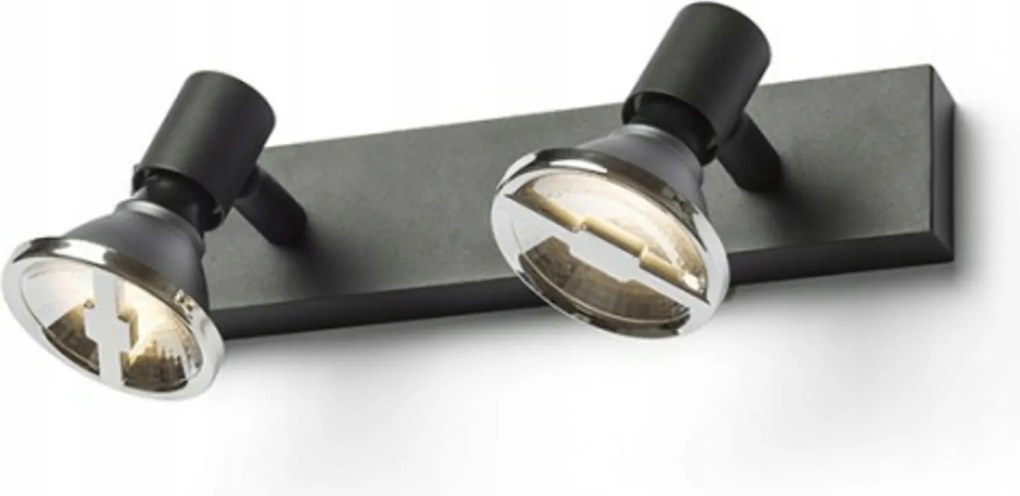 Rendl Trica II fali/mennyezeti lámpa 2xGU10 fekete, fém, forgatható pontok