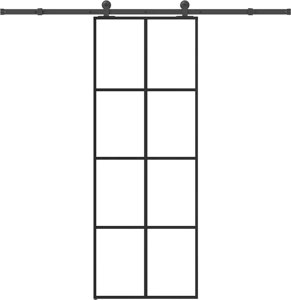 vidaXL ESG üveg és alumínium tolóajtó fémszerelvény-szettel 76x205 cm