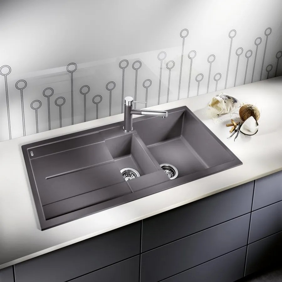 Blanco Metra 6 S, szilgránit mosogató 1000x500x190 mm, 1,5-kamrás, fekete, BLA-525927