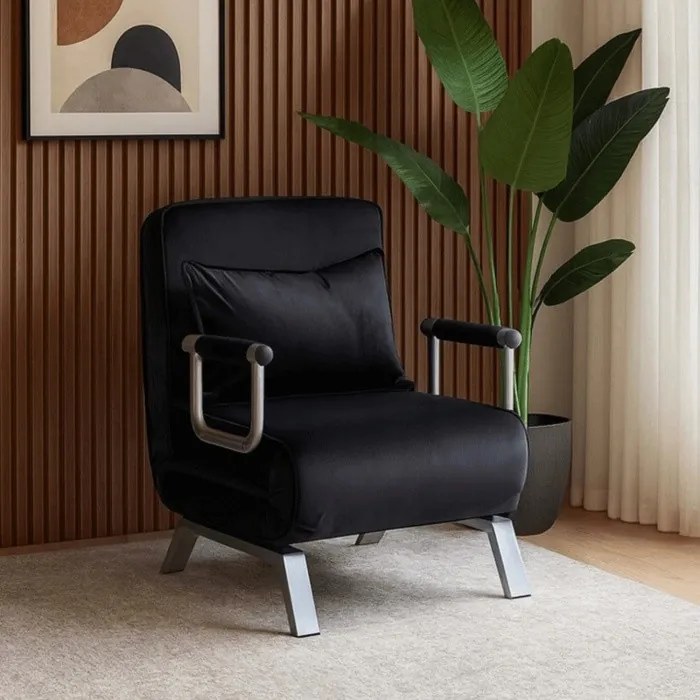 FOTEL BART Czarny Welurowy