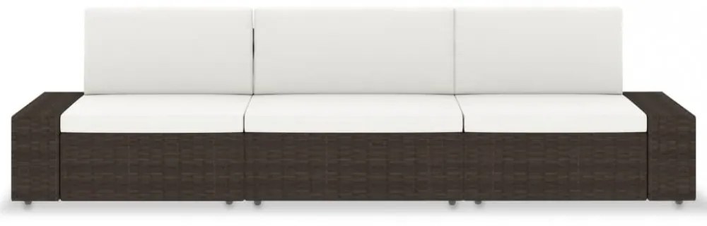 3 személyes barna elemes polyrattan kanapé