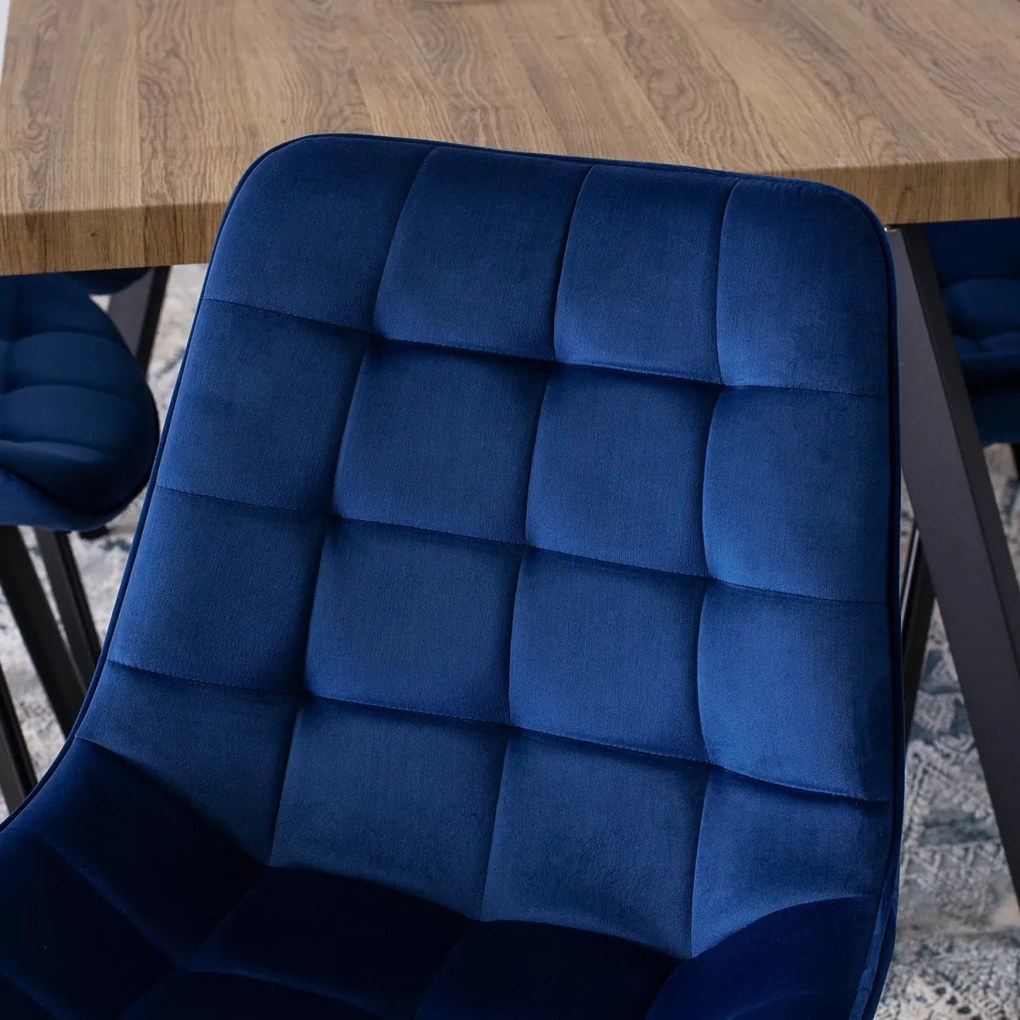 Szék sötétkék színben, bársony kárpittal. RICK