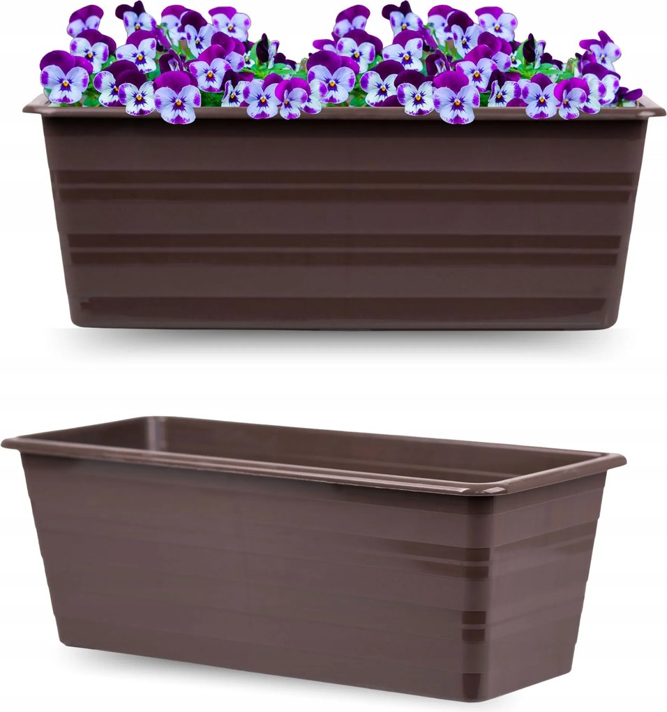 Modern Erkély Virágtartó Erkély Virág Növény 40cm Barna