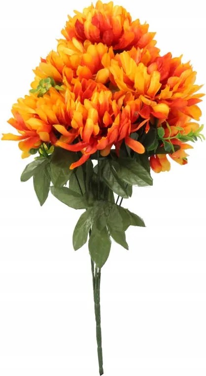 Narancssárga Mesterséges Krizantém Csokor Gipsz Sír Dekoráció 58cm