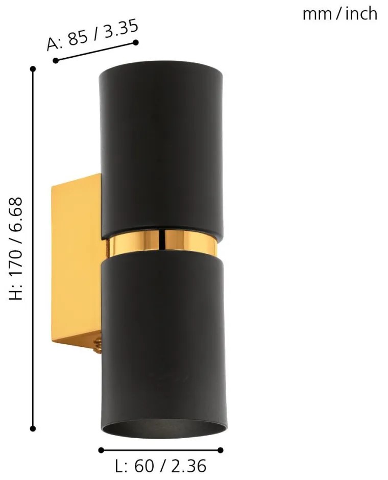 Eglo Passa 95364 falilámpa, 2x3,3W GU10 LED, 3000K, 2x240 lm