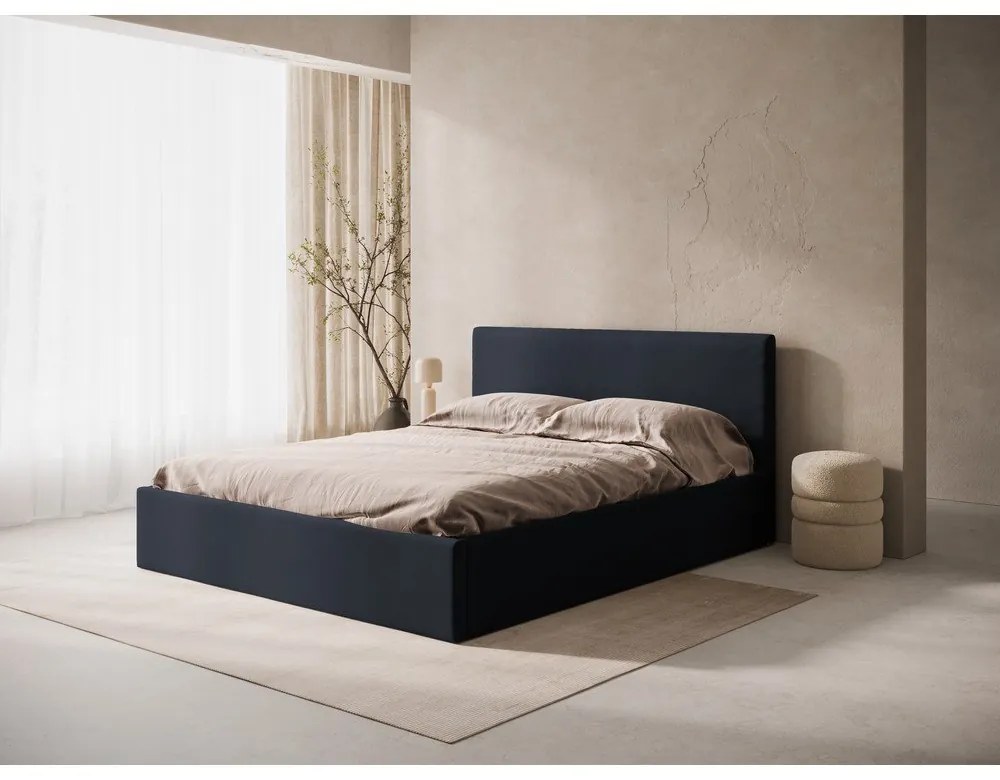 Sötétkék kárpitozott ágytámla 210,5x100 cm Remo – Micadoni