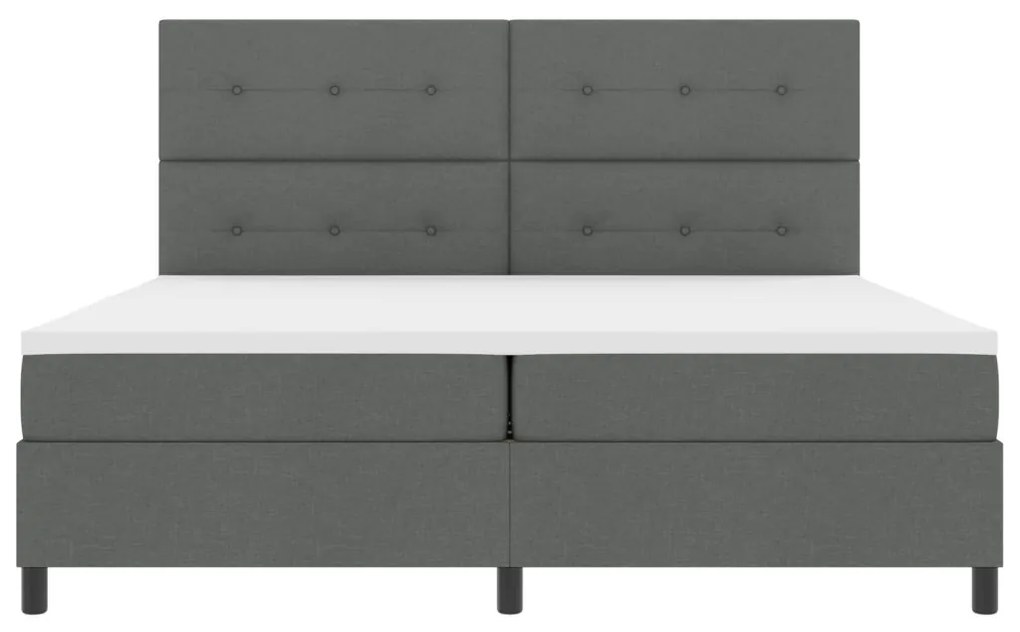 Rugós ágy matraccal és LED-del - Sötétszürke 200 x 200 cm szövet