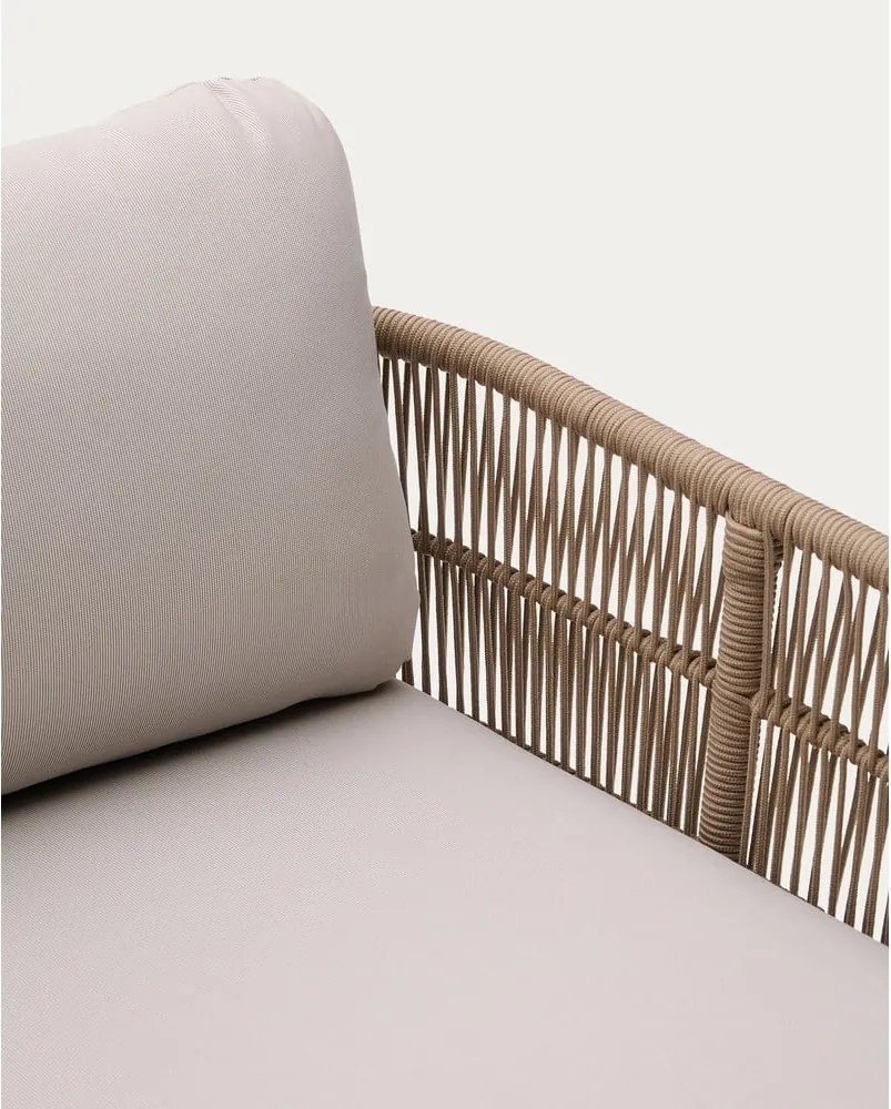 Krémszínű-natúr színű kétszemélyes tömörfa kerti napozóágy Catalina – Kave Home