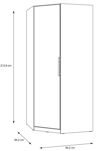 Sarok gardróbszekrény MARO 94x213 cm artisan tölgy