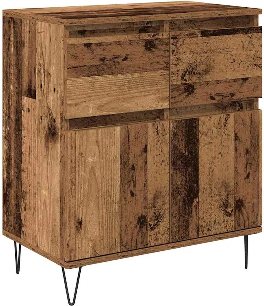 vidaXL Széf fiókkal Öreg fa 60 x 35 x 70 cm Műszaki fa és vas