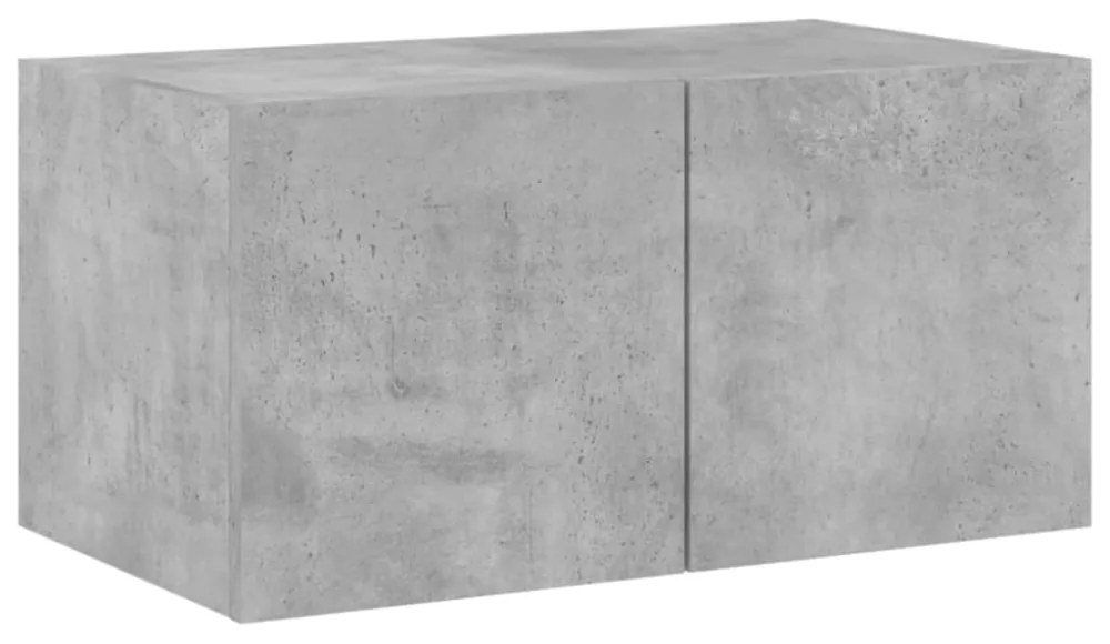 betonszürke falra szerelhető TV-szekrény LED-del 60x35x31 cm