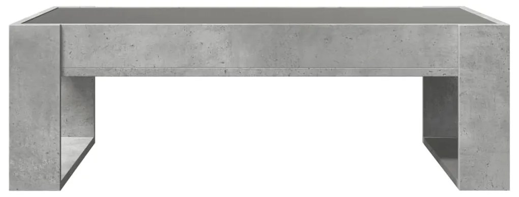 betonszürke végtelen hatású LED-es dohányzóasztal 90x53x30 cm