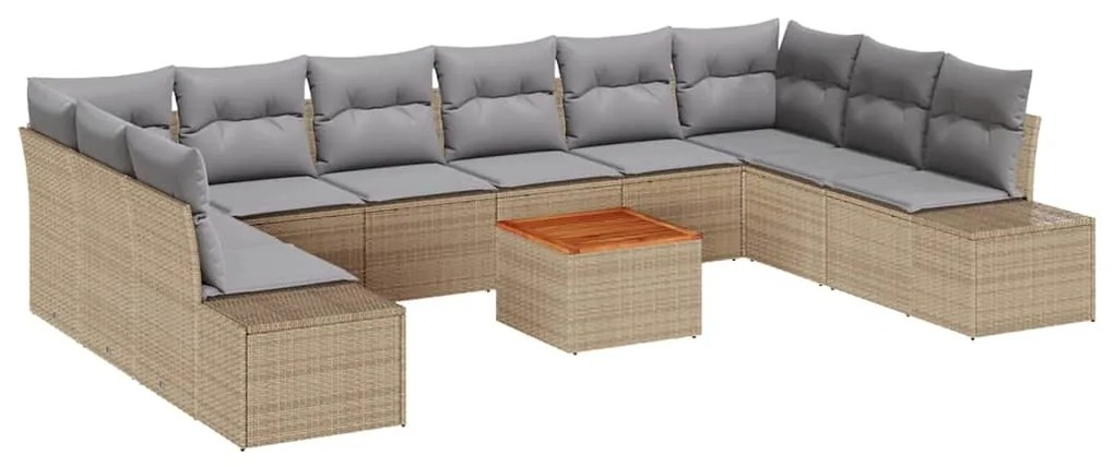 vidaXL Kerti Kanapé Szett 11 pcs bézs és világosszürke