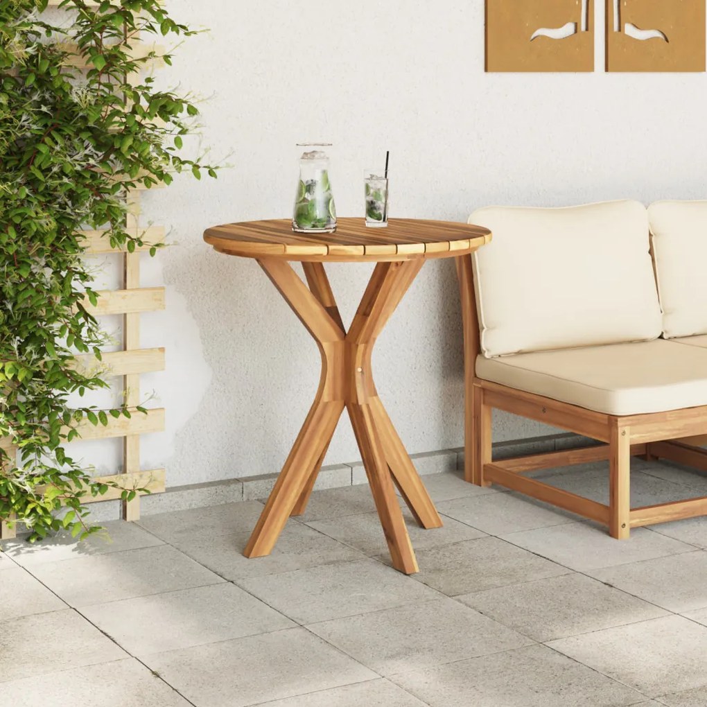 Kerti Bistroasztal Ø70x75 cm Tömör Tíkfa