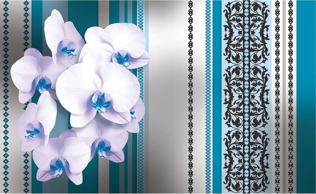 Fotótapéta Orchidea csíkok modern design vinil 368x254 +ragasztó