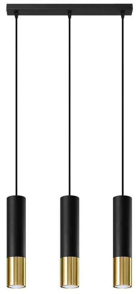 Sollux SL.0954 - Csillár zsinóron LOOPEZ 3xGU10/10W/230V fekete/arany