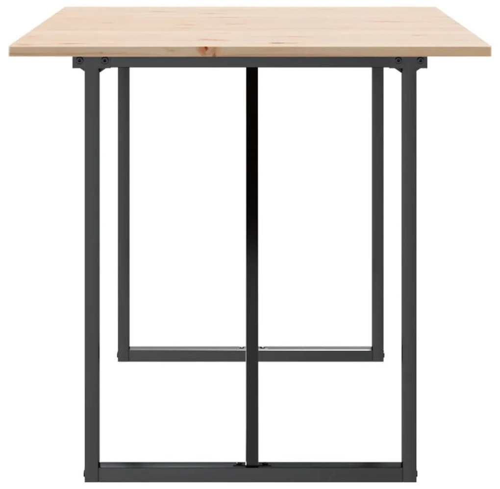 Tömör fenyőfa és acél étkezőasztal O-vázzal 160x80x75 cm