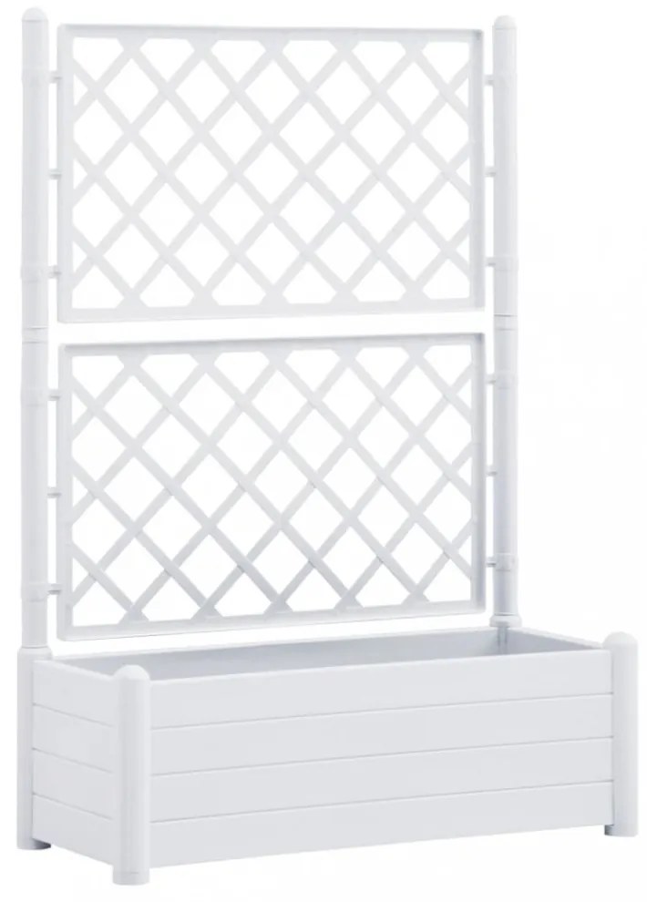 fehér polipropilén rácsos kerti ültető 100 x 43 x 142 cm