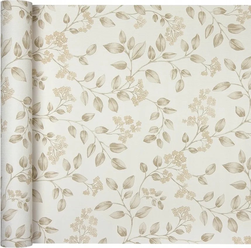 Skandináv tapéta Növényi stílus Finom levelek virágokkal a Flizelinen