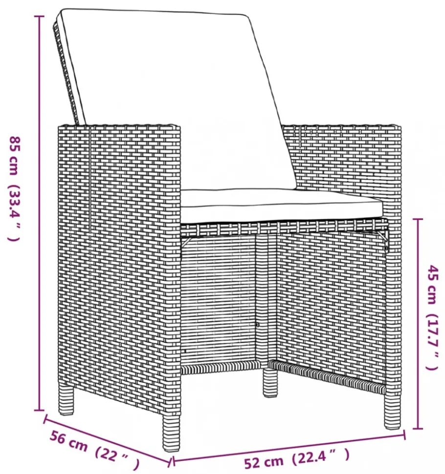 vidaXL 9 részes barna polyrattan kerti étkezőgarnitúra párnákkal