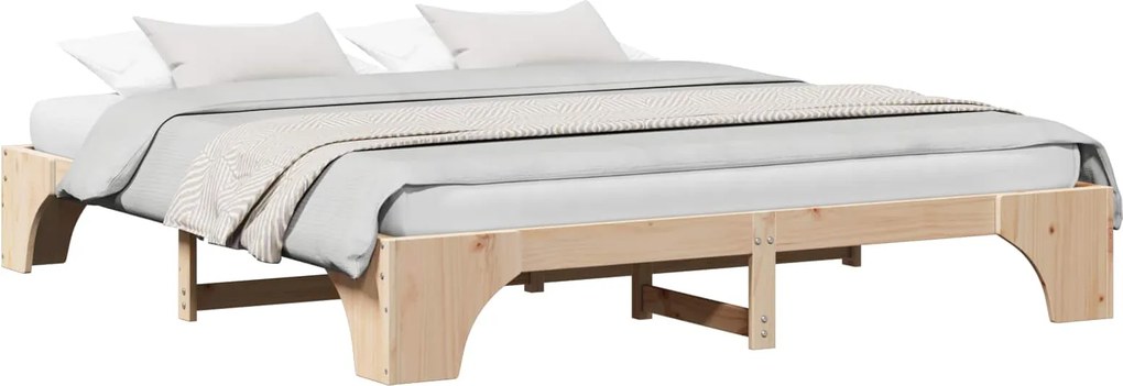 vidaXL Ágykeret Természetes 200 x 200 cm Tömör fenyőfa