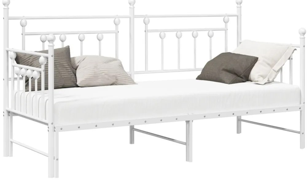 Napágykeret Léces Ágytálcával, Fehér, 75x190 cm, Acél