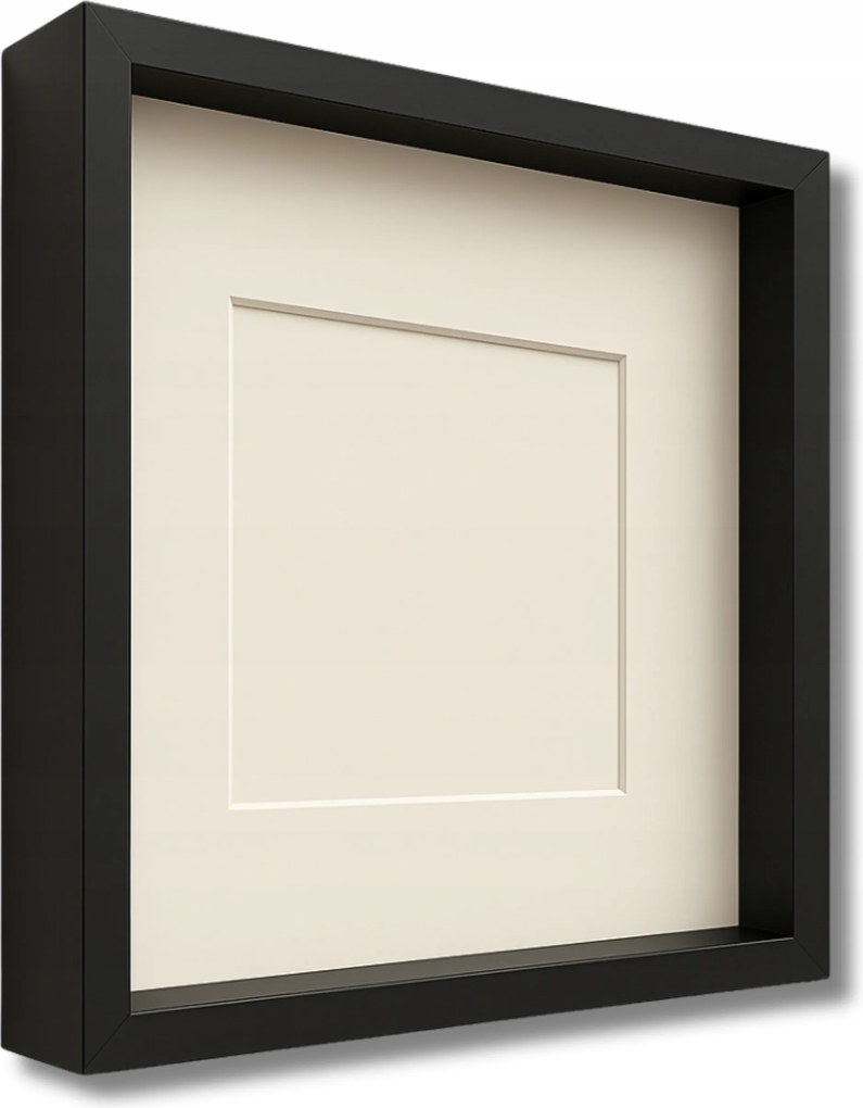 3D mély képkeret 24,5x24,5 cm kézműves moha képkeret fekete